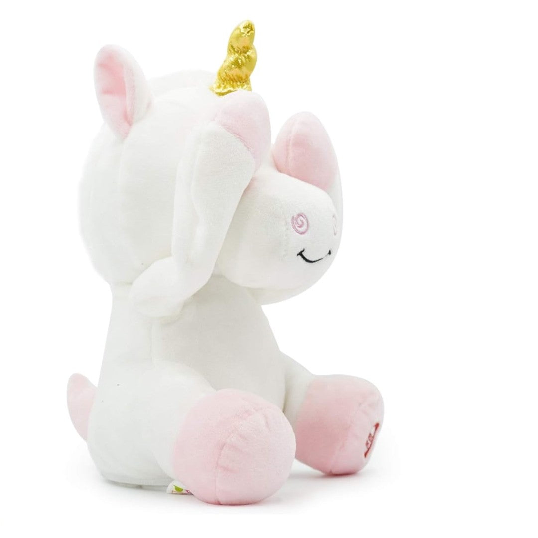 Fuzzbuzz Plugs at Play Agnes the Unicorn Plush Toy | Interactive Peek-a-Boo Soft Stuffed Unicorn for Kids | Musical Plush Toy | Ages 3+