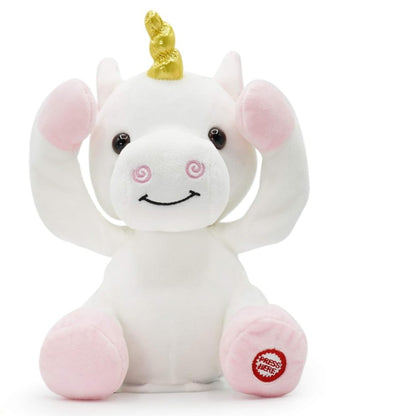 Fuzzbuzz Plugs at Play Agnes the Unicorn Plush Toy | Interactive Peek-a-Boo Soft Stuffed Unicorn for Kids | Musical Plush Toy | Ages 3+