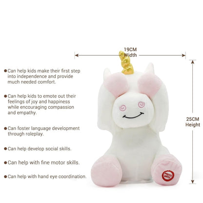 Fuzzbuzz Plugs at Play Agnes the Unicorn Plush Toy | Interactive Peek-a-Boo Soft Stuffed Unicorn for Kids | Musical Plush Toy | Ages 3+