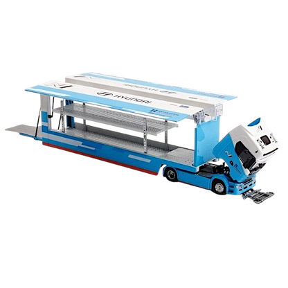 Maxwell 1:64 Scania S730 V8 Hyundai Transport Truck Die-Cast Model | Premium Car Carrier Trailer