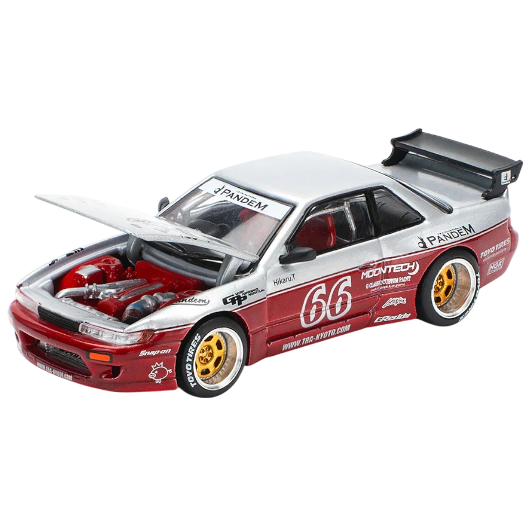 POP RACE Pandem Nissan Silvia S13 No.66 1:64 Die-Cast Car Model | PR64-258 JDM Drift Edition