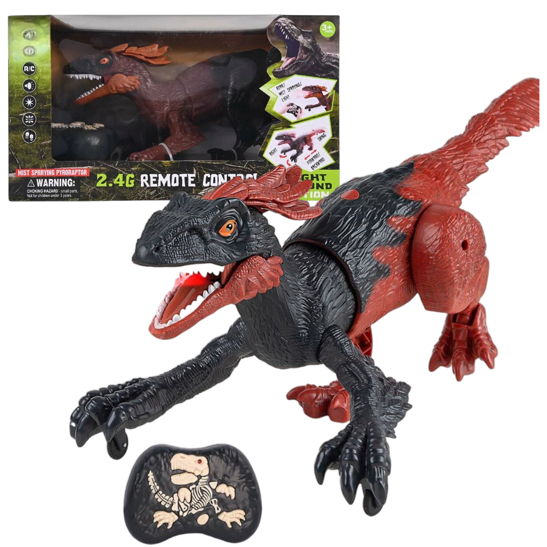 Remote Control 2.4GHz Walking Dinosaur with Mist Spray, Roaring Sound & LED Lights
