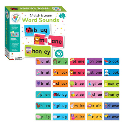 Hinkler Building Blocks Match & Learn Word Sounds | 60 Connecting Jigsaw Pieces with 16-Page Activity Book | Phonics & Word Sound Learning Game for Kids Ages 3+