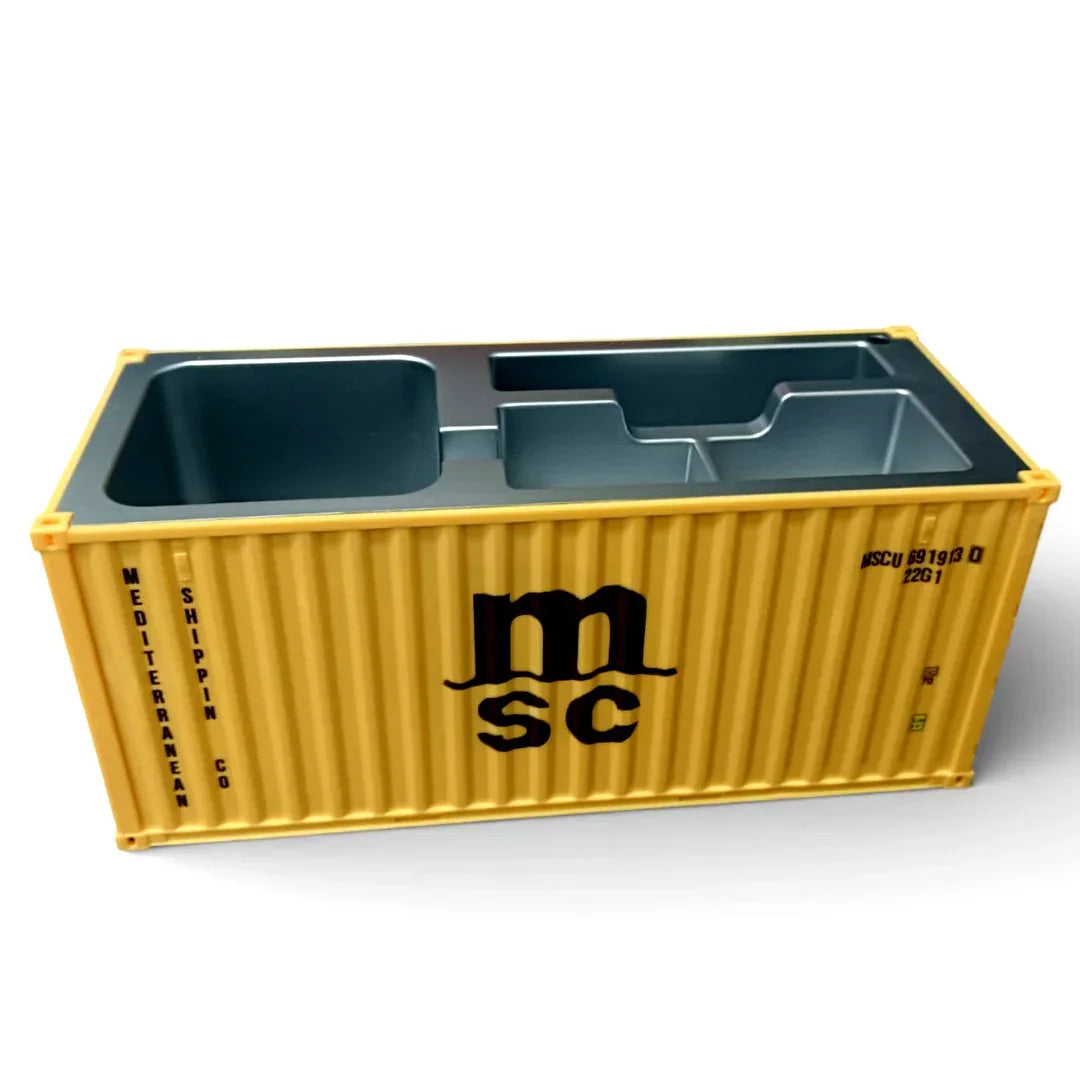 Shipping Container Style Pen Holder – Creative Desk Organizer with Open Top Storage | Industrial Office & Study Table Accessory