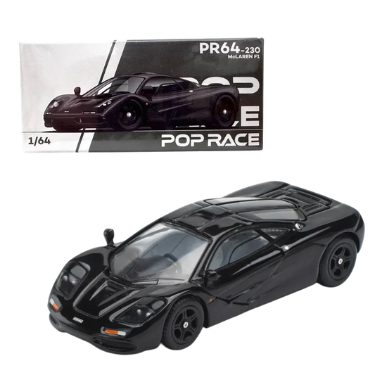 POP RACE McLaren F1 Black 1:64 Die-Cast Car Model | PR64-230 Collector Edition