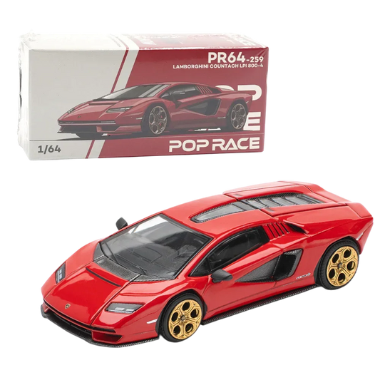 POP RACE Lamborghini Countach LPI 800-4 Rosso 1:64 Die-Cast Car Model | Collector Edition