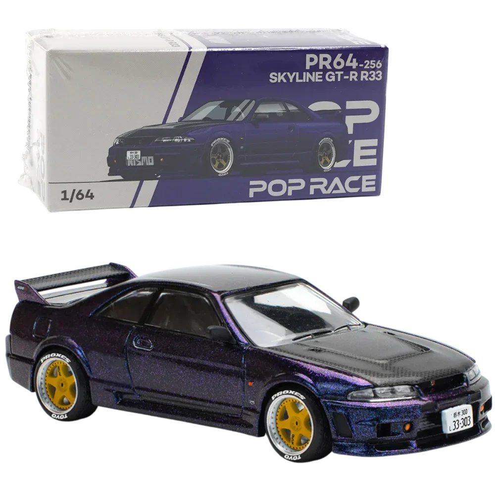 POP RACE Nissan Skyline GT-R R33 Purple 1:64 Die-Cast Car Model | PR64-256 Collector Edition