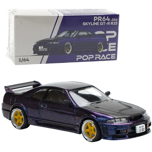 POP RACE Nissan Skyline GT-R R33 Purple 1:64 Die-Cast Car Model | PR64-256 Collector Edition