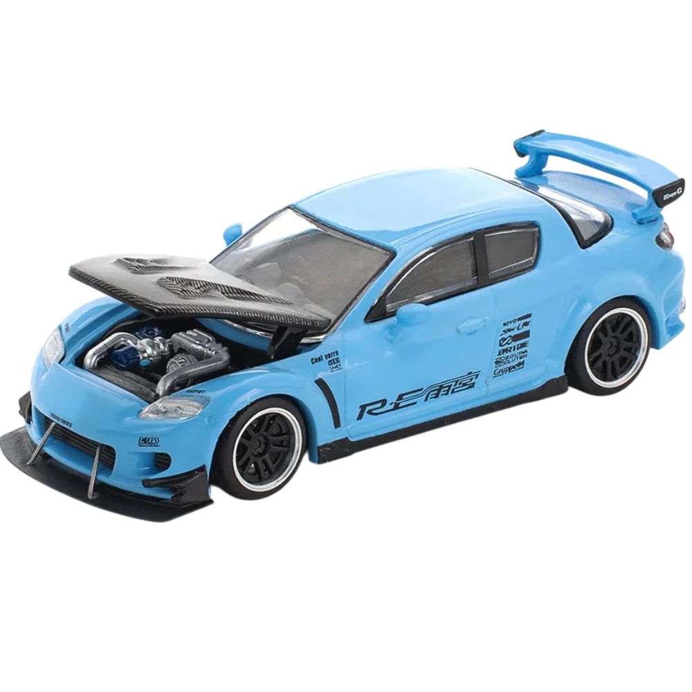 POP RACE Mazda RX-8 RE Amemiya Blue 1:64 Die-Cast Car Model | PR64-270 JDM Collector Edition