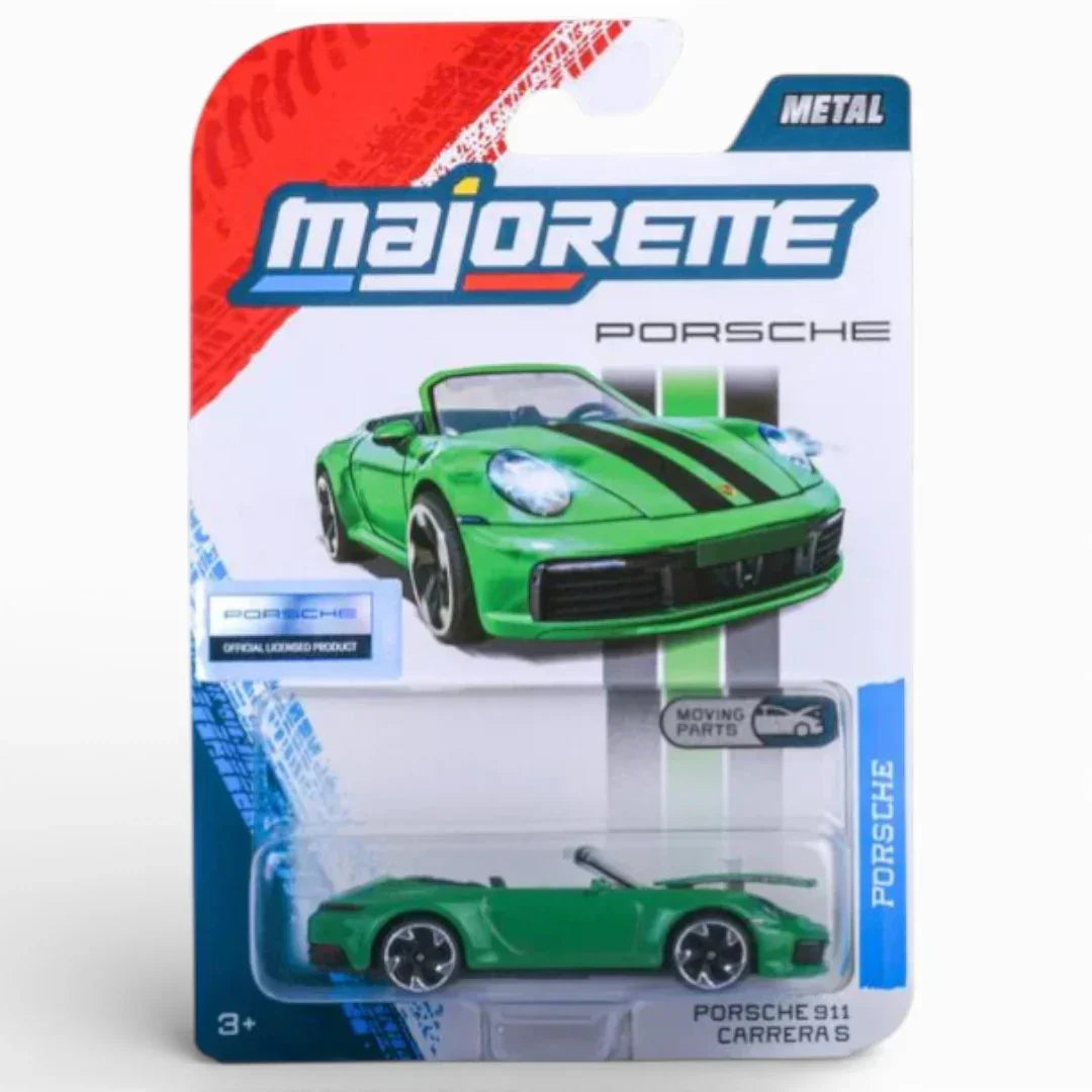 Majorette Porsche 911 Carrera S Green Metal Diecast Car with Moving Parts – Official Licensed Collectible Toy