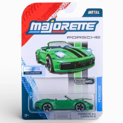 Majorette Porsche 911 Carrera S Green Metal Diecast Car with Moving Parts – Official Licensed Collectible Toy