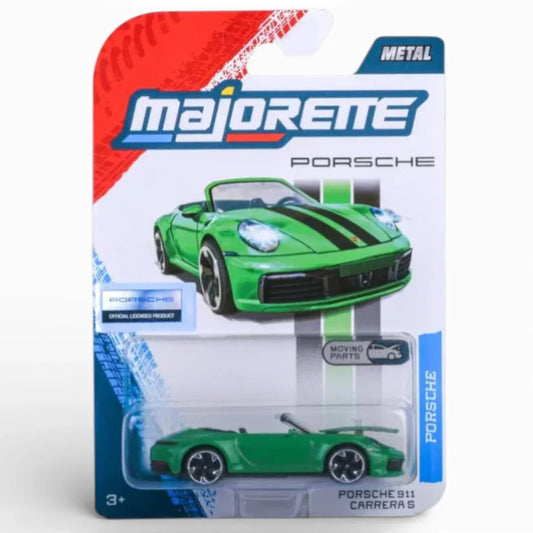 Majorette Porsche 911 Carrera S Green Metal Diecast Car with Moving Parts – Official Licensed Collectible Toy