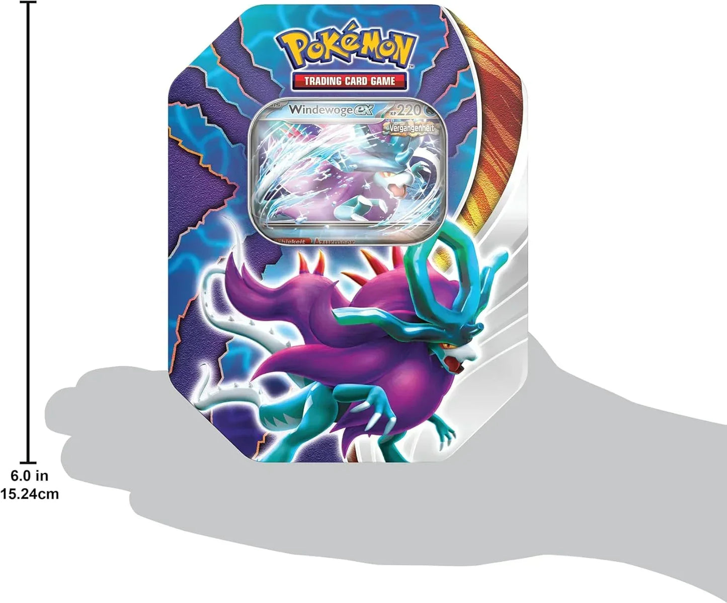 Pokémon TCG Windewoge ex Tin Box | Promo ex Card & Booster Packs | Official Metal Collector Case | 6+