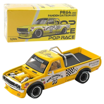 POP RACE Pandem Datsun 620 Pickup Yellow 1:64 Die-Cast Car Model | PR64-250 Collector Edition