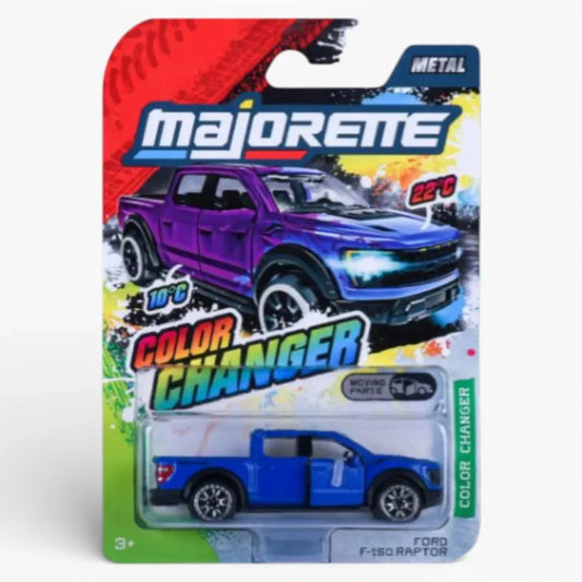 Majorette Color Changer Ford F-150 Raptor Metal Diecast Pickup Truck with Moving Parts – Heat Sensitive Toy Car for Kids