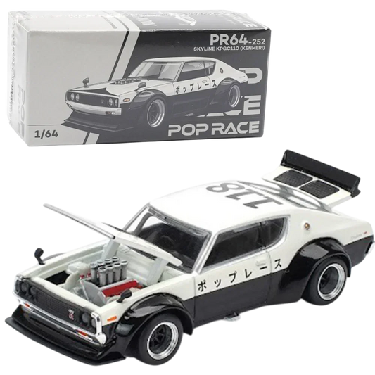 POP RACE Nissan Skyline KPGC110 Kenmeri 1:64 Die-Cast Car Model | PR64-252 JDM Collector Edition