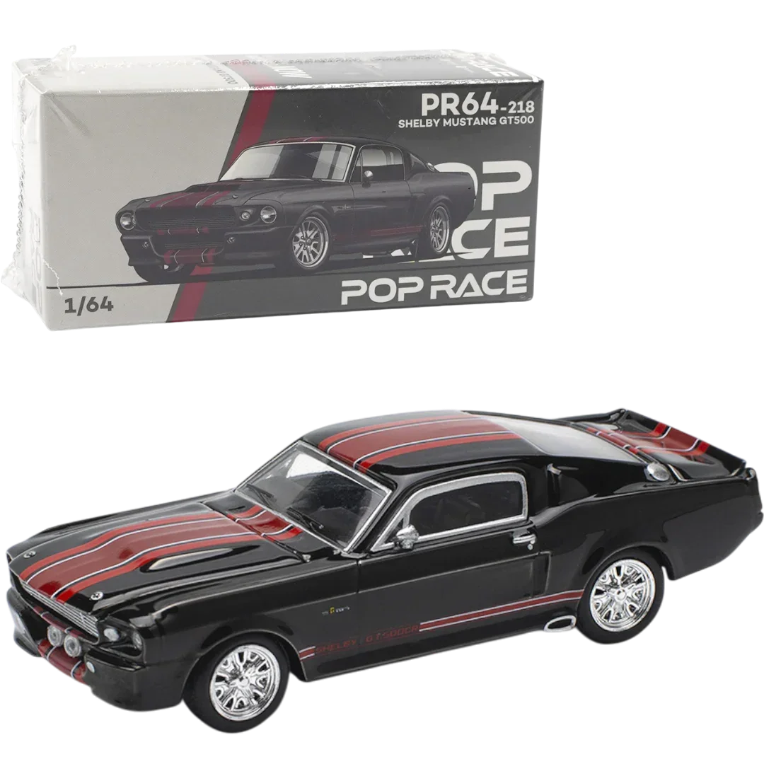 POP RACE Shelby Mustang GT500 Black 1:64 Die-Cast Car Model | PR64-218 Collector Edition