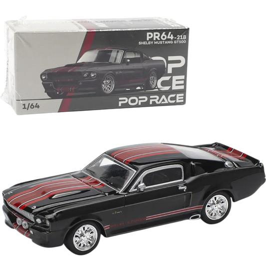 POP RACE Shelby Mustang GT500 Black 1:64 Die-Cast Car Model | PR64-218 Collector Edition