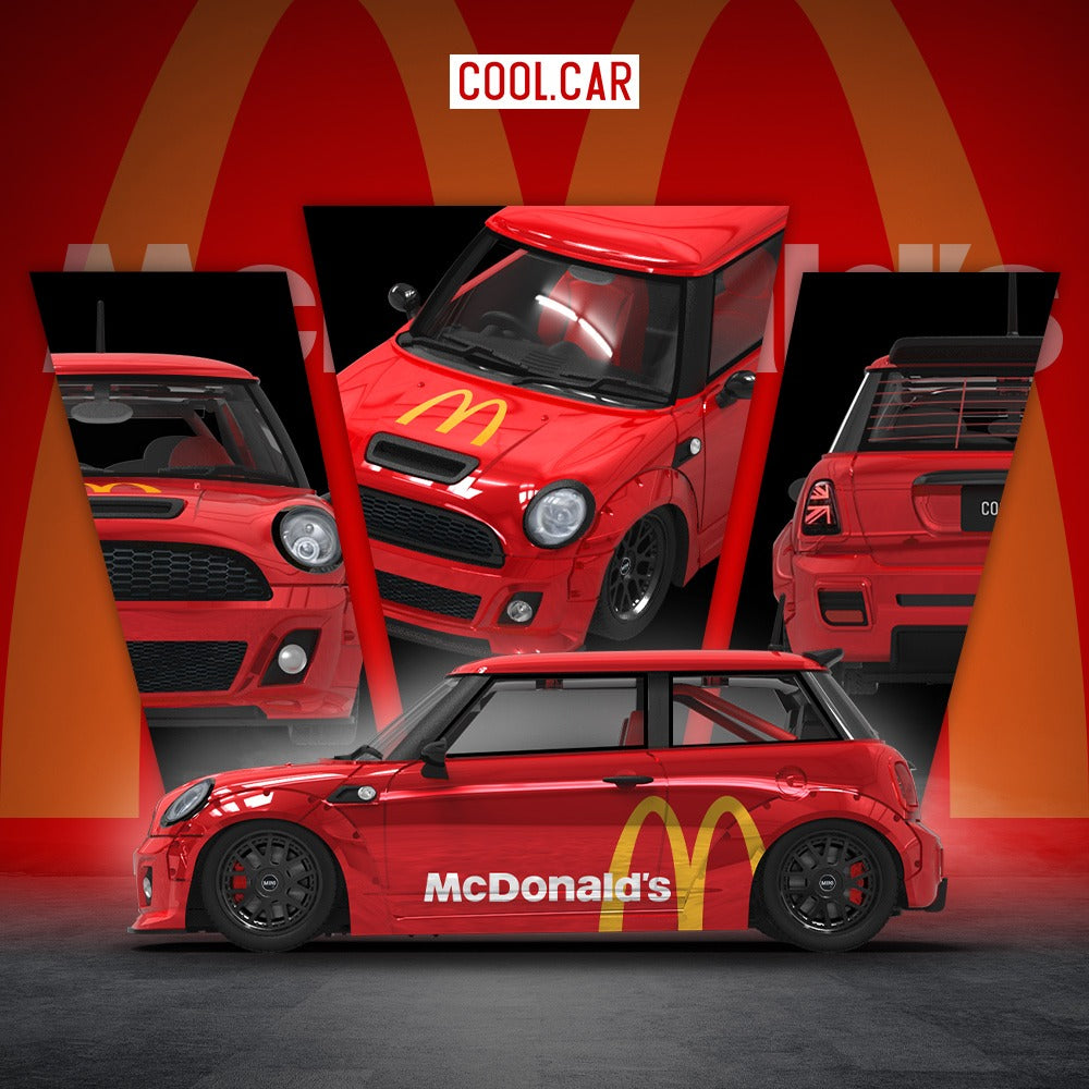 Cool Car 1:64 Mini Cooper McDonald's Livery Diecast Model Car with Display Box & Figure – Limited Collector's Edition