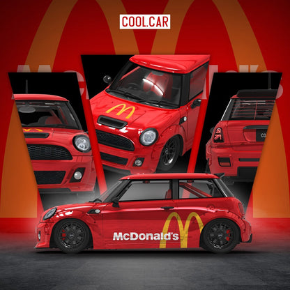 Cool Car 1:64 Mini Cooper McDonald's Livery Diecast Model Car with Display Box & Figure – Limited Collector's Edition