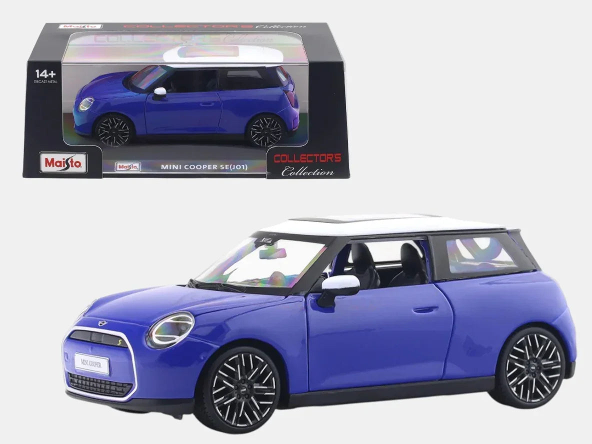 Maisto Mini Cooper SE (J01) 1:24 Scale Diecast Model Car – Collector’s Edition Blue with White Roof