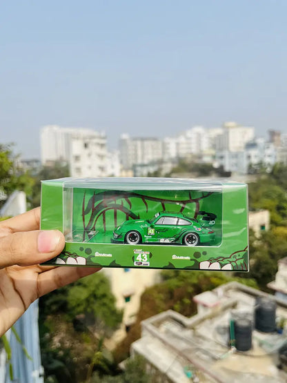 Flame 1:64 Porsche 911 (993) RWB Dinosaur Edition Die-Cast Model Car with Display Case | Premium Collectible | 2 Variants
