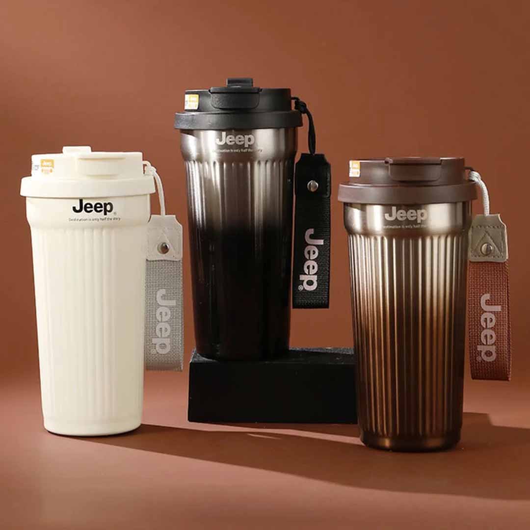 Jeep 550ml Insulated Travel Mug with Lid | Portable Coffee & Beverage Tumbler (Assorted Colours)