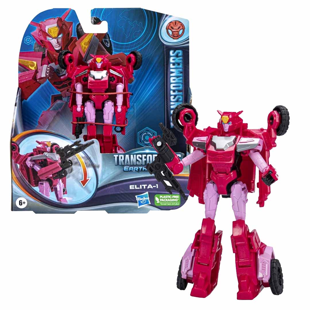(Damaged Box) Transformers EarthSpark Elita-1 Action Figure 5inch  | Hasbro Converting Robot Toy for Kids 6+