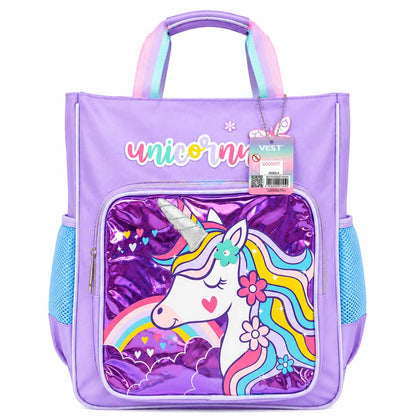 Vest Unicorn Rainbow Kids Backpack (32 x 26 cm) | Magical Unicorn-Themed School & Activity Bag with Side Mesh Pockets