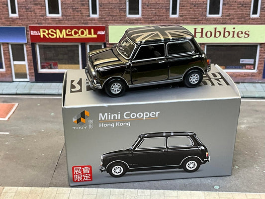 Tiny City Mini Cooper Chrome Black Diecast Model Car 1:50 Scale | Limited Edition Collectible Mini Cooper