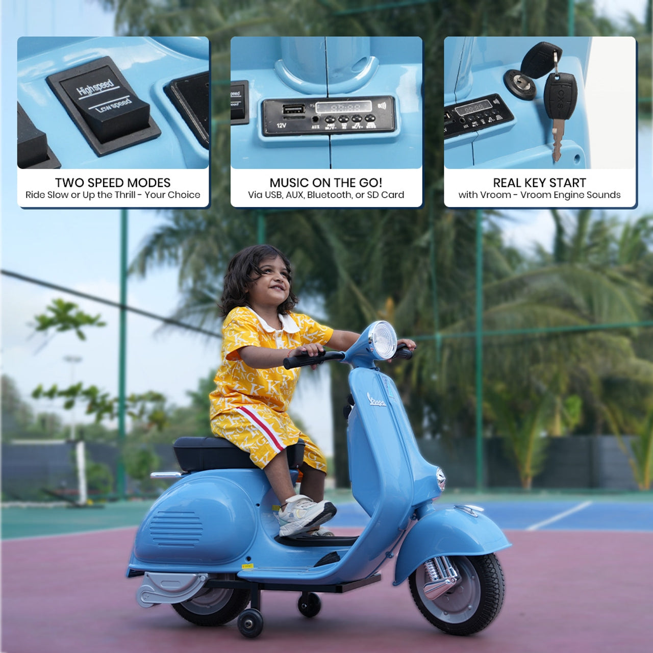 EMotorad Formula Fun Vespa Ride-On Toy Scooter for Kids | Battery Operated Electric Scooter
