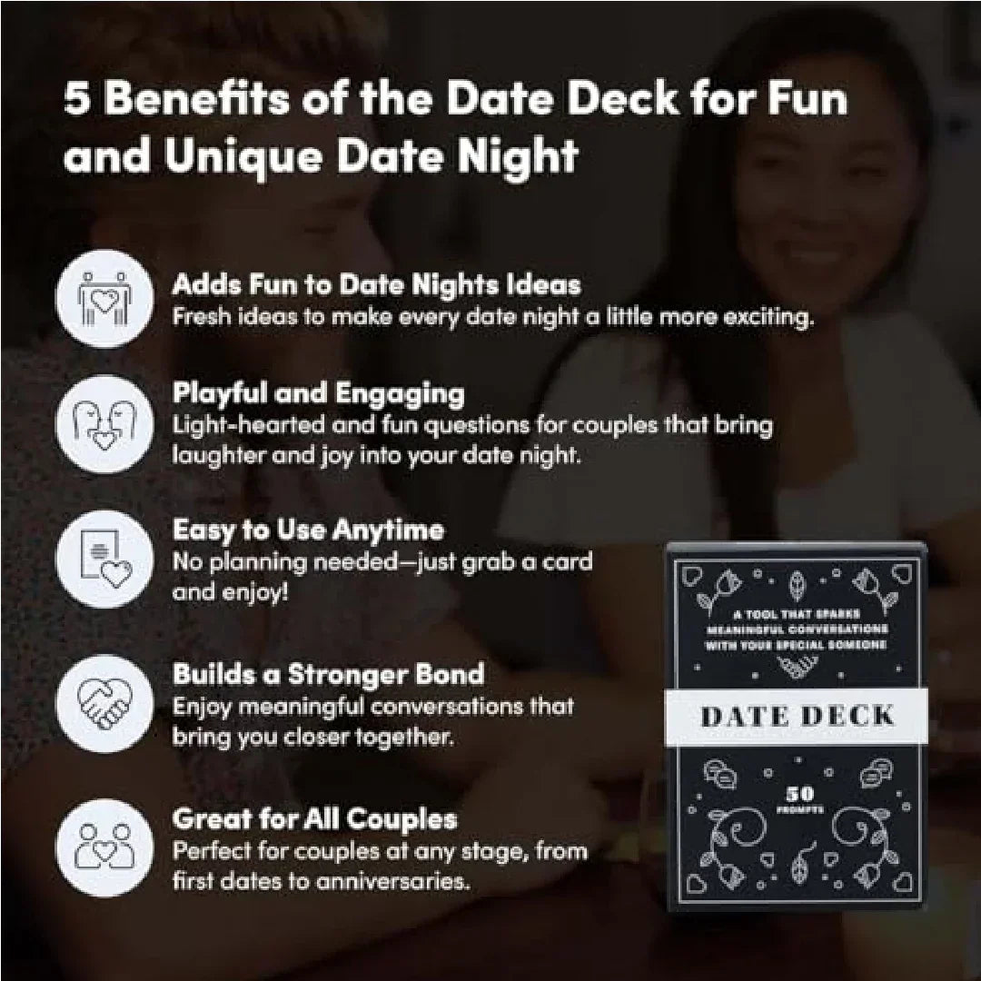 Date Deck: Ignite Meaningful Conversations & Connection (50 Prompts) Age 18+ - Jaiman Toys