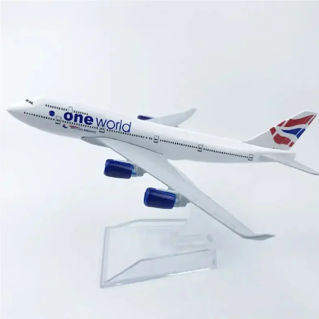 British One World Airlines Boeing B747-400 Airplane Diecast Airplane Model 16 cm - Jaiman Toys