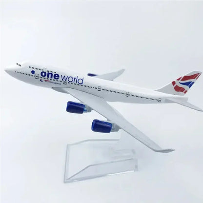British One World Airlines Boeing B747-400 Airplane Diecast Airplane Model 16 cm - Jaiman Toys