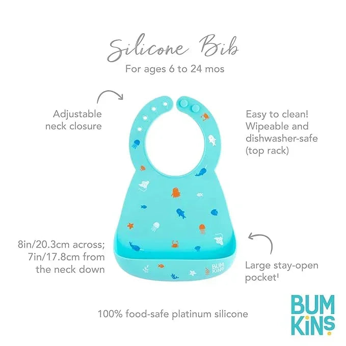 Bumkins Bibs, Silicone Pocket for Babies for Toddlers - Jaiman Toys