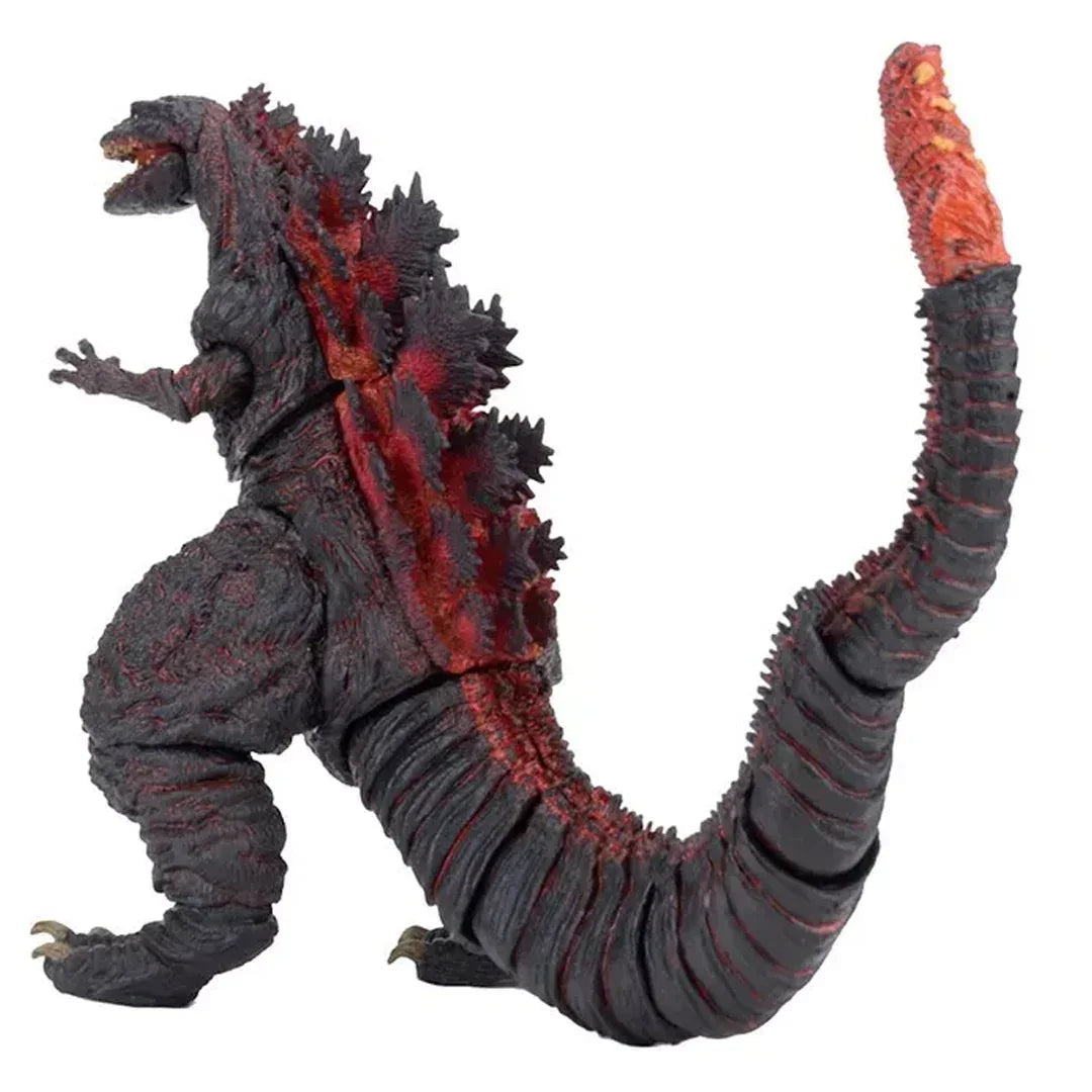 Black and red Godzilla monster action figure with detailed scales and long curved tail
