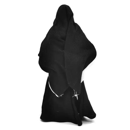 Black cloaked action figure toy with hood, collectible toy for kids and collectors
