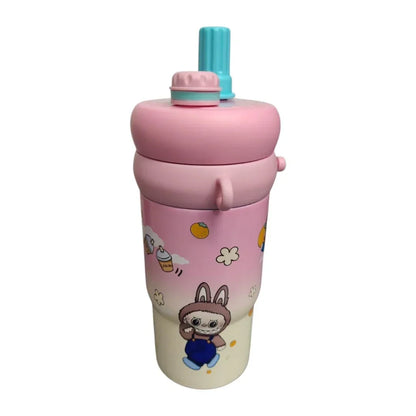 Labubu & Tycoco Hot & Cold Sipper Water Bottle 1Ltr Pink Stainless Steel - Jaiman Toys