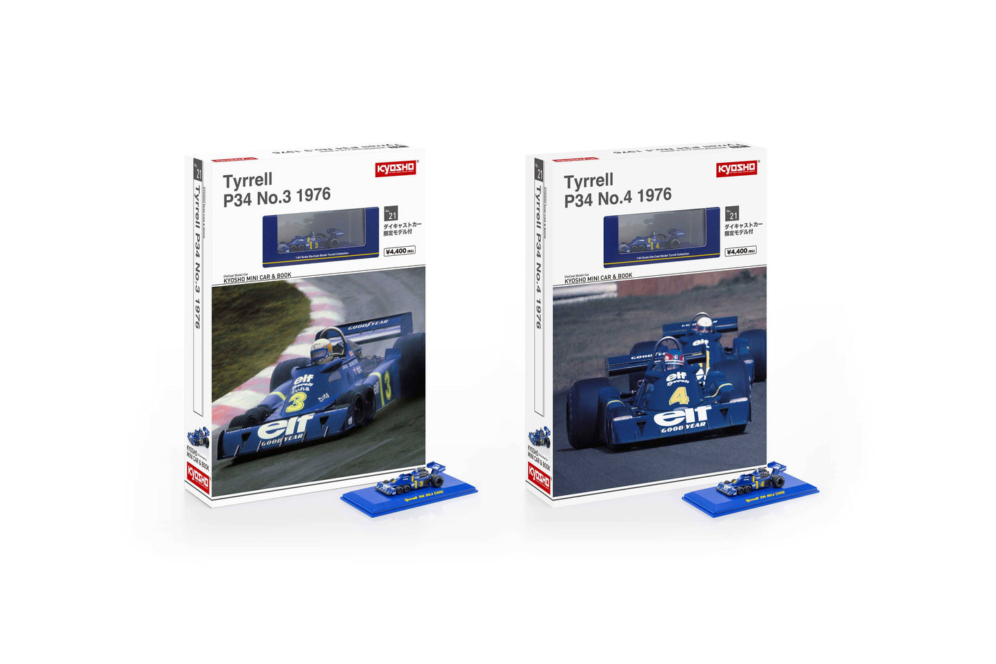 Kyosho 1:64 Tyrrell P34 No.4 1976 Die-Cast Formula Racing Car with Mini Book