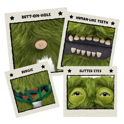 Fuggler Grumpy Green Plush Monster (Camo Pants) – Funny Ugly Monster Soft Toy by ZURU – 9 inch - Jaiman Toys