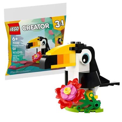 LEGO Creator 30688 Tropical Toucan 3-in-1 Building Set – Mini Bird Model Polybag (59 Pieces)