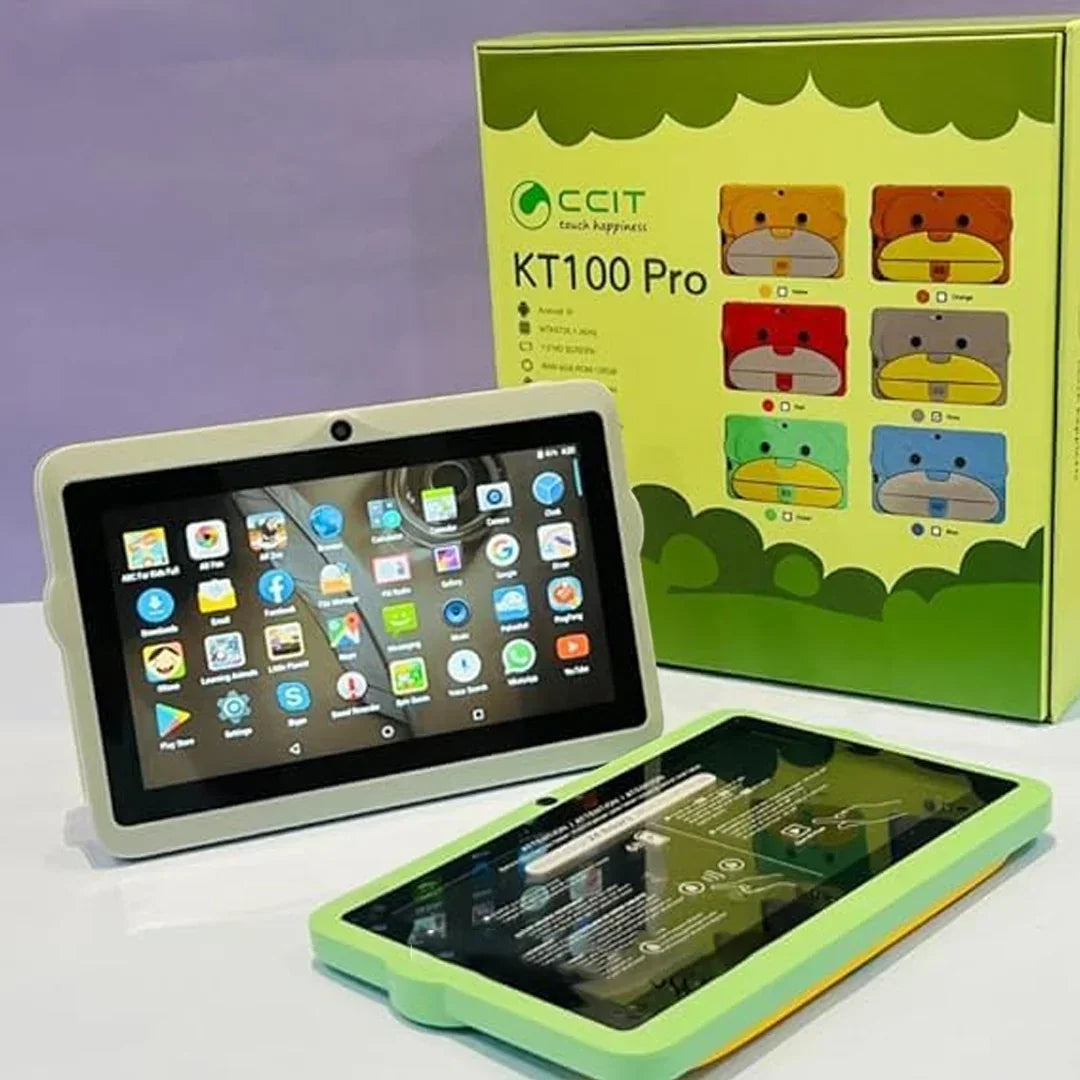 CCIT KT100 Pro 7 Inch HD Screen Kids Tablet With 4 GB RAM 128 GB ROM 3000 mAh Battery- Green - Jaiman Toys