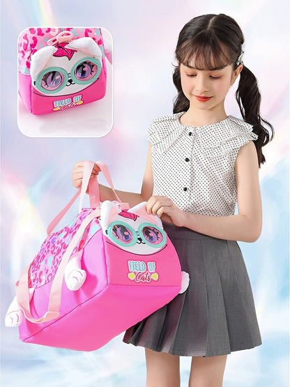 Vest Cute Cat Kids Duffle Bag – Cartoon Travel & Sports Bag for Kids (44 cm)