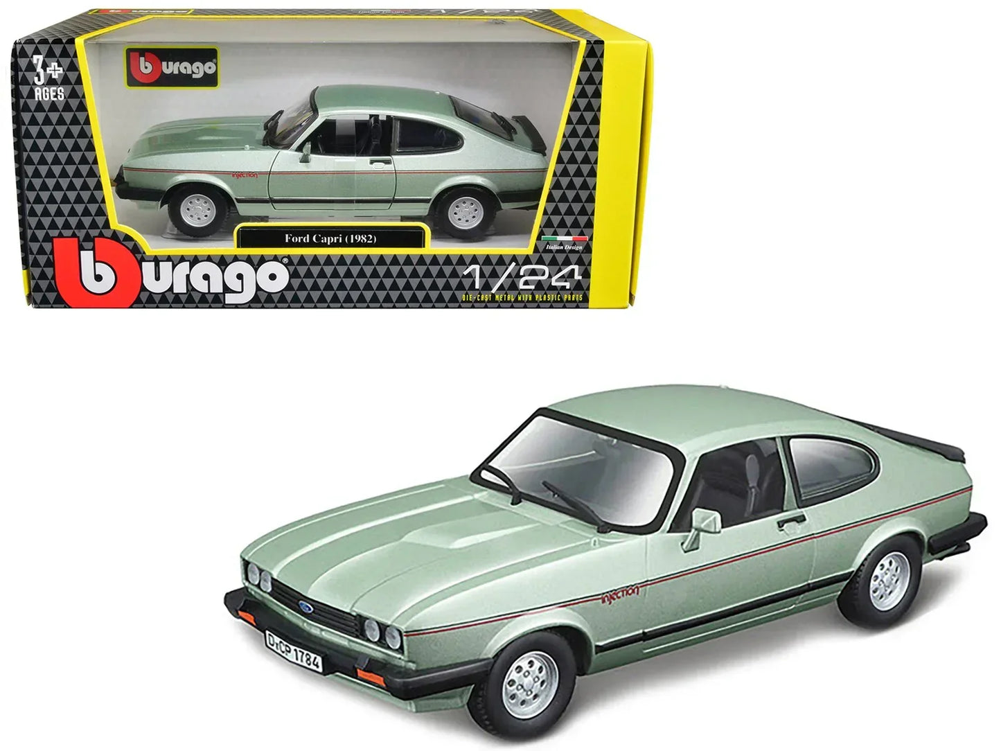 Bburago 1:24 Scale 1982 Ford Capri GT Diecast Model – Black Collectible Car