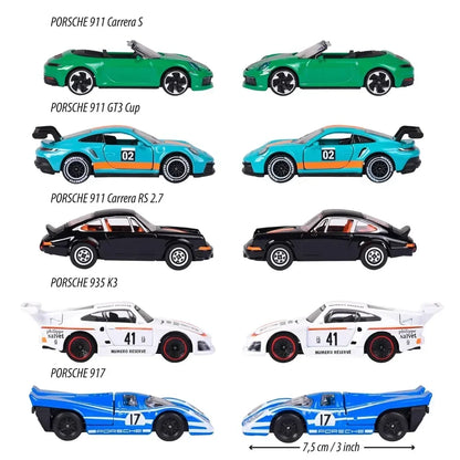 Majorette Porsche Edition Diecast Car Gift Pack – Set of 5 Porsche Model Cars | Premium Metal Collectible Vehicles with Opening Parts