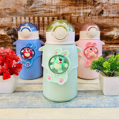 Happy Baby Bear Stainless Steel Water Bottle For Kids 600 ML (Green) - Jaiman Toys