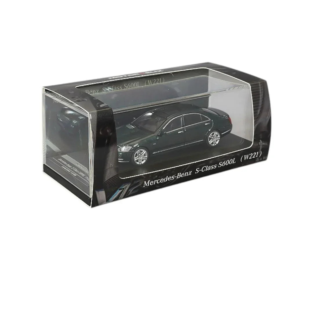 MOTORHELIX Mercedes-Benz S-Class S600L (W221) 1:64 Scale Diecast Model Car | Luxury Sedan Replica with Display Case- Dark Green