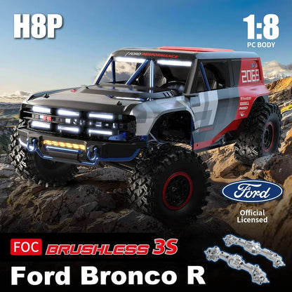 MJX  HYPER GO H8P 1:8 Scale Ford Motor Company Ford Bronco R Licensed 4WD RC Rock Crawler – Brushless Motor, 80A ESC, High-Speed Off-Road Remote Control Vehicle