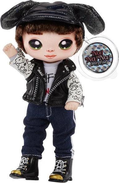 Na Na Na Surprise Glam Series Maxwell Dane Fashion Doll and Metallic Puppy Purse, Brunette Hair, Cute Dog Ear Hat Outfit & Accessories - Jaiman Toys