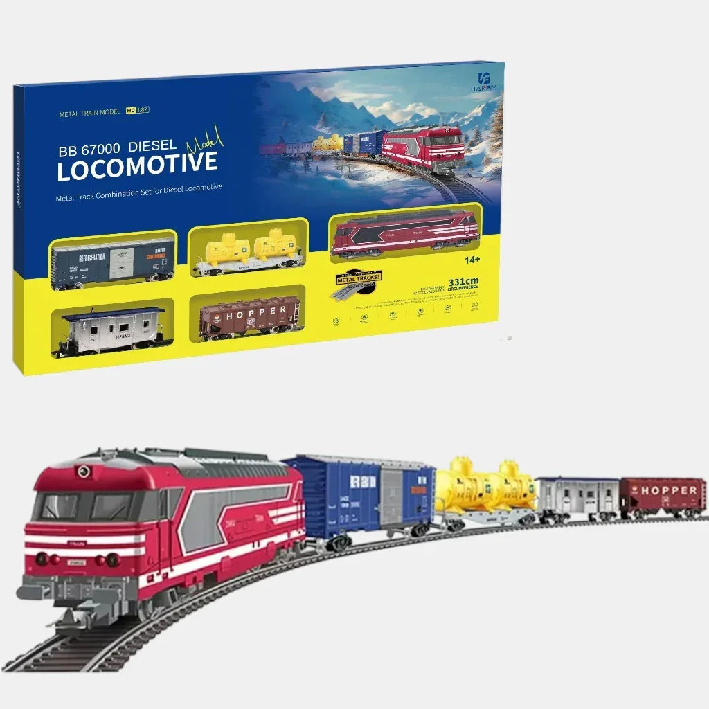 HANFIY HO 1:87 BB 67000 Diesel Locomotive Train Set with Metal Tracks & Controller | 331 cm Track | Beginner Model Railway (14+) Item  No- 66140